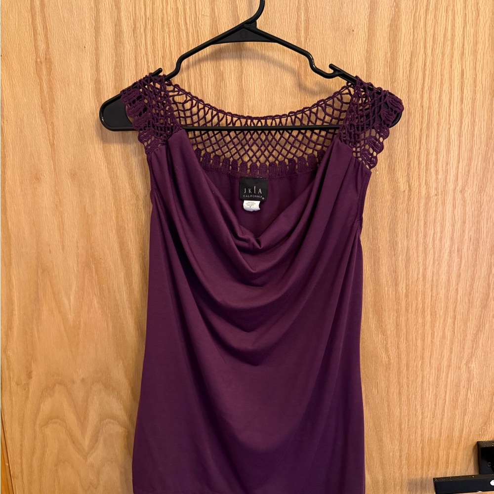 Purple Crochet Neck Women's Top
